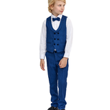 Boys 4-Piece Slim Fit Textured Suit Set With Notched Lapels