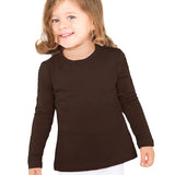 Little Girls Cotton Long Sleeve Basic Crewneck T-Shirt