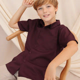 Boys' Button Down Shirt Solid Short Sleeve Classic Solid Oxford Dress Shirt