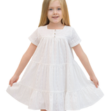 Toddler Cotton Floral Embroidered Short Sleeve Dress