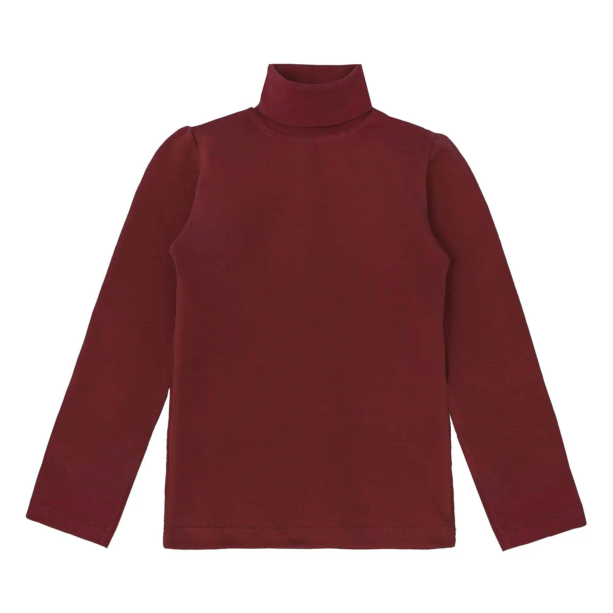 Girls' Basic Long Sleeve Turtleneck Cotton T-Shirt