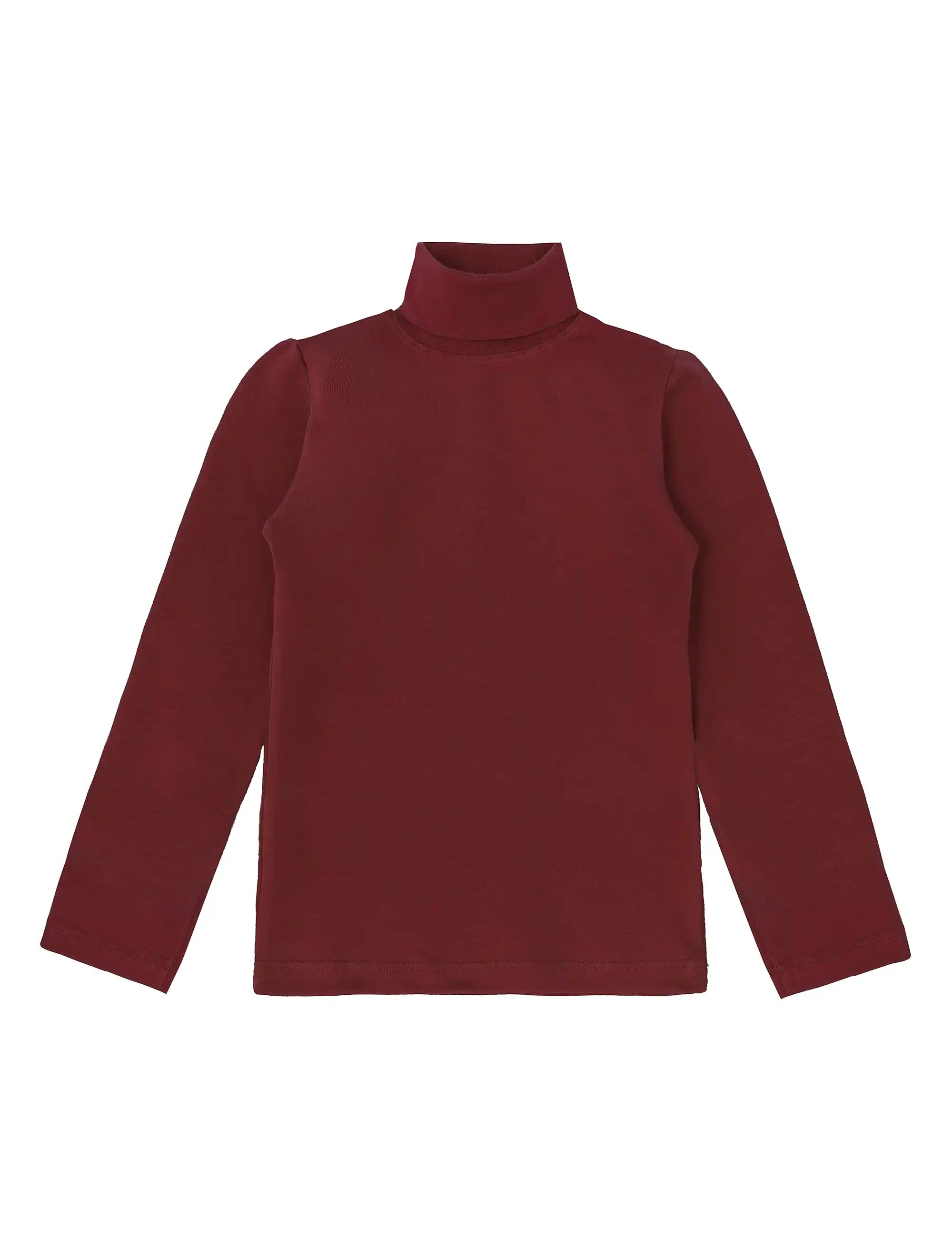 Girls' Basic Long Sleeve Turtleneck Cotton T-Shirt