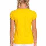 Girls' Basic Short Puff Sleeve Round Neck Cotton T-Shirt
