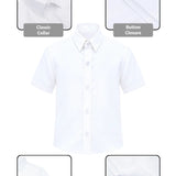 Lilax Boys Classic Short Sleeve Button Down Casual Solid Dress Shirt