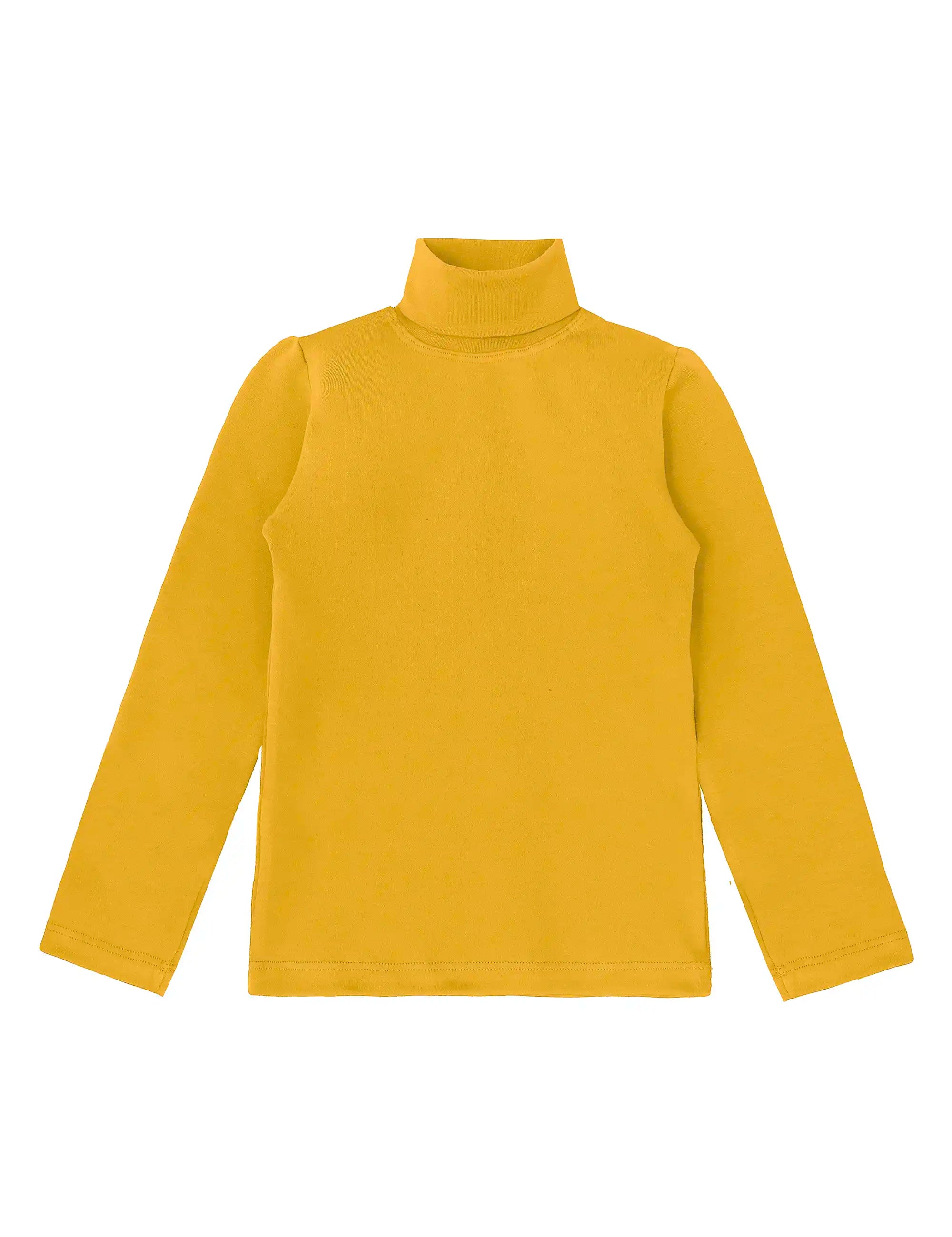 Girls' Basic Long Sleeve Turtleneck Cotton T-Shirt