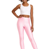 Girls Shiny High Waisted Leggings – Dance & Gymnastics Stretch Tights