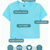 Girls Short Sleeve Crewneck Crop Top Tee