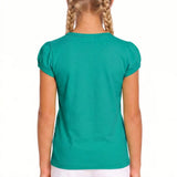 Girls' Basic Short Puff Sleeve Round Neck Cotton T-Shirt