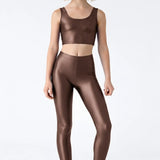 Girls Shiny High Waisted Leggings – Dance & Gymnastics Stretch Tights