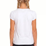 Girls' Basic Short Puff Sleeve Round Neck Cotton T-Shirt