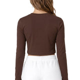 Lilax Girls' Long Sleeve Crop Top – Soft Cotton, 4-Way Stretch, Breathable Everyday Tee
