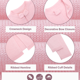 Baby Girls' Knit Long Sleeve Sweater, Bowknot Closure Bolero Cardigan