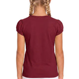 Girls' Basic Short Puff Sleeve Round Neck Cotton T-Shirt