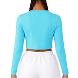 Lilax Girls' Long Sleeve Crop Top – Soft Cotton, 4-Way Stretch, Breathable Everyday Tee