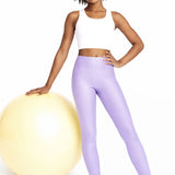 Girls Shiny High Waisted Leggings – Dance & Gymnastics Stretch Tights