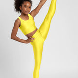 Girls Shiny High Waisted Leggings – Dance & Gymnastics Stretch Tights