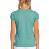 Girls' Basic Short Puff Sleeve Round Neck Cotton T-Shirt
