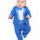 Baby Boy Footie Tuxedo Outfit with Bow Tie for Christmas Holidays - The Perfect Gentleman Look