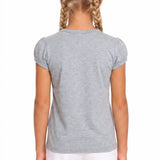 Girls' Basic Short Puff Sleeve Round Neck Cotton T-Shirt