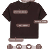 Girls Short Sleeve Crewneck Crop Top Tee