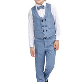 Boys Suit Set Slim Fit Vest, White Dress Shirt, Dress Pants and Bowtie 4 Piece Formal Suit Set