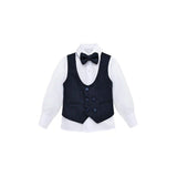 Toddler & Youth Boys 4 Piece Formal Suit Set V-Neck Vest White Dress Shirt Dress Pants and Bowtie 1-5 Years