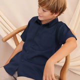 Boys' Button Down Shirt Solid Short Sleeve Classic Solid Oxford Dress Shirt