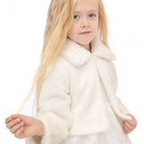 Girls Faux Fur Shrug Jacket Tied Ribbon Cozy Bolero