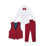 Boys Formal Suit 4 Piece Vest, Pants and Tie Dresswear Suit Set