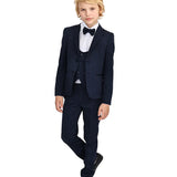 Boys 5-Piece Slim Fit Textured Suit Set