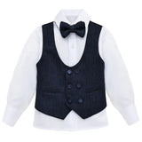 Toddler & Youth Boys 4 Piece Formal Suit Set V-Neck Vest White Dress Shirt Dress Pants and Bowtie 1-5 Years