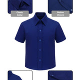 Lilax Boys Classic Short Sleeve Button Down Casual Solid Dress Shirt