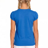 Girls' Basic Short Puff Sleeve Round Neck Cotton T-Shirt