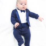 Baby Boy Footie Tuxedo Outfit with Bow Tie for Christmas Holidays - The Perfect Gentleman Look