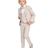 Boys 5-Piece Slim Fit Textured Suit Set