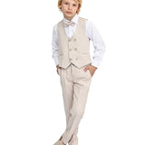 Boys 4-Piece Slim Fit Textured Suit Set