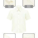 Lilax Boys Classic Short Sleeve Button Down Casual Solid Dress Shirt