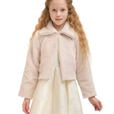 Girls Faux Fur Bolero Oversized Collar Jacket