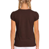 Girls' Basic Short Puff Sleeve Round Neck Cotton T-Shirt