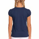 Girls' Basic Short Puff Sleeve Round Neck Cotton T-Shirt