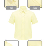Lilax Boys Classic Short Sleeve Button Down Casual Solid Dress Shirt
