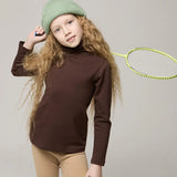 Little Girls Cotton Long Sleeve Basic Turtleneck T-Shirt