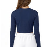 Lilax Girls' Long Sleeve Crop Top – Soft Cotton, 4-Way Stretch, Breathable Everyday Tee