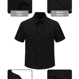 Lilax Boys Classic Short Sleeve Button Down Casual Solid Dress Shirt