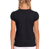 Girls' Basic Short Puff Sleeve Round Neck Cotton T-Shirt