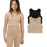 Girls 2-Pack Basic Cropped Tank Top
