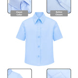 Lilax Boys Classic Short Sleeve Button Down Casual Solid Dress Shirt