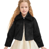 Girls Faux Fur Bolero Oversized Collar Jacket