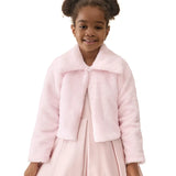 Girls Faux Fur Bolero Oversized Collar Jacket