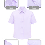 Lilax Boys Classic Short Sleeve Button Down Casual Solid Dress Shirt